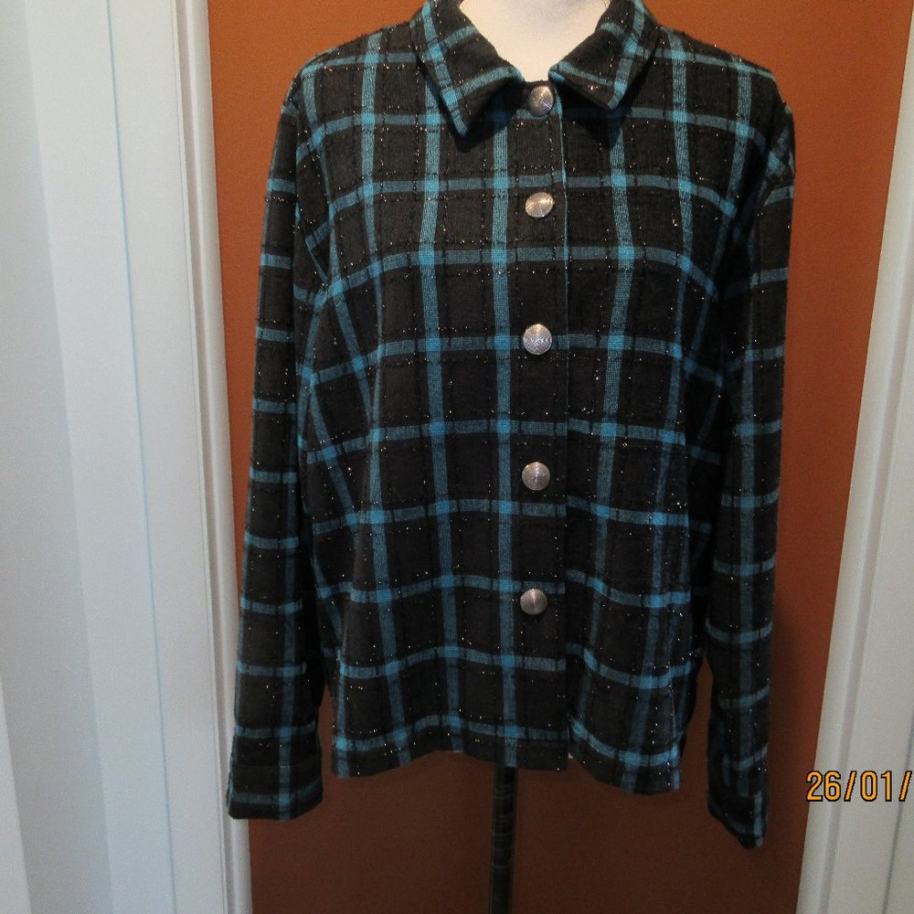 CHRISTOPHER & BANKS Women's Black/Turquoise Jacket Size XL